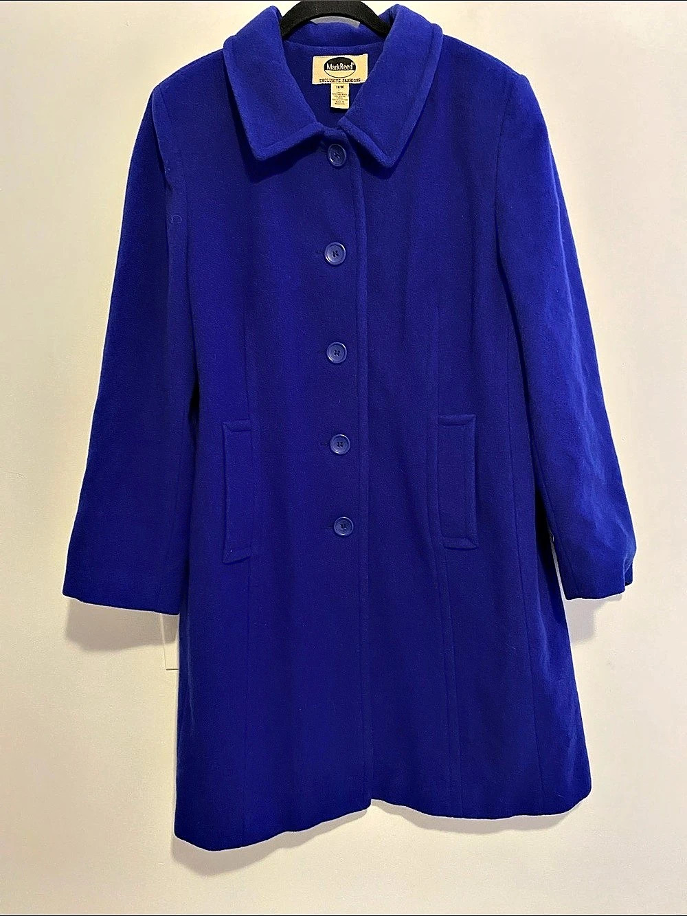 Mark Reed Women's Wool Coat in Blue Size 16W